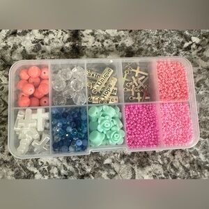 Bead and Charm Organizer with Pink and Blue Beads